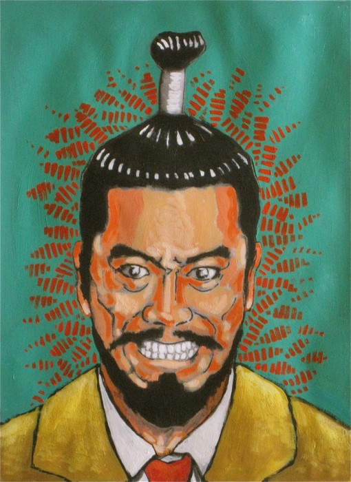 Toshirô Mifune Le château de l’Araignée Akira Kurosawa peinture sur photocopie Macbeth Shakespeare Japon médiéval Taketori Washizu masque théâtre Nô