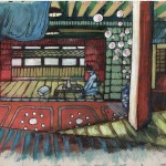 Intérieur japonais OZU peinture figurative contemporaine perspective