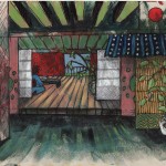 Intérieur japonais OZU peinture figurative contemporaine perspective