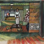 Intérieur japonais OZU peinture figurative contemporaine perspective