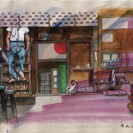 Intérieur japonais OZU peinture figurative contemporaine perspective