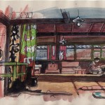 Intérieur japonais OZU peinture figurative contemporaine perspective