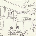 Croquis d'après nature voyage crète feutre noir et blanc