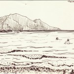 Croquis d'après nature voyage crète feutre noir et blanc