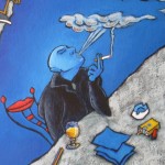 Bleu Lettre inspiration méditation mansarde forme-pensée encrier peinture figurative
