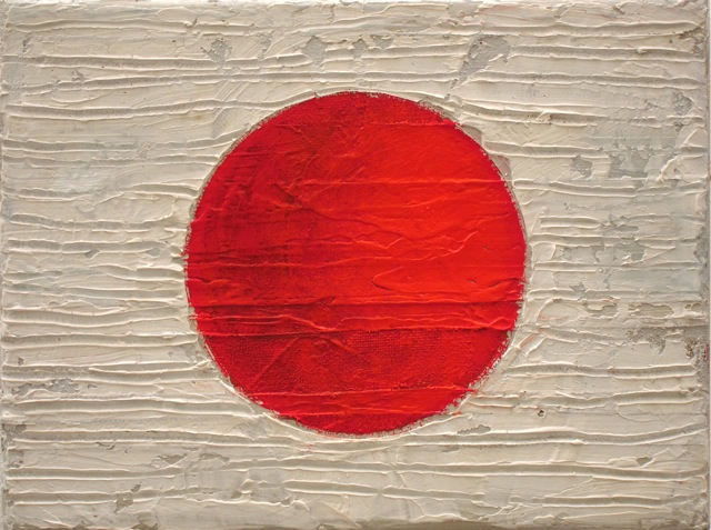 peinture drapeau japonais soleil rouge