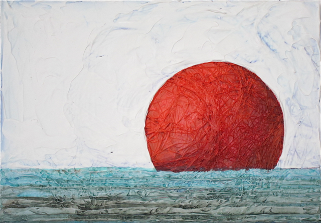 peinture drapeau japonais soleil rouge