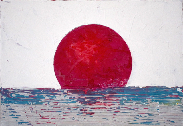 peinture drapeau japonais soleil rouge