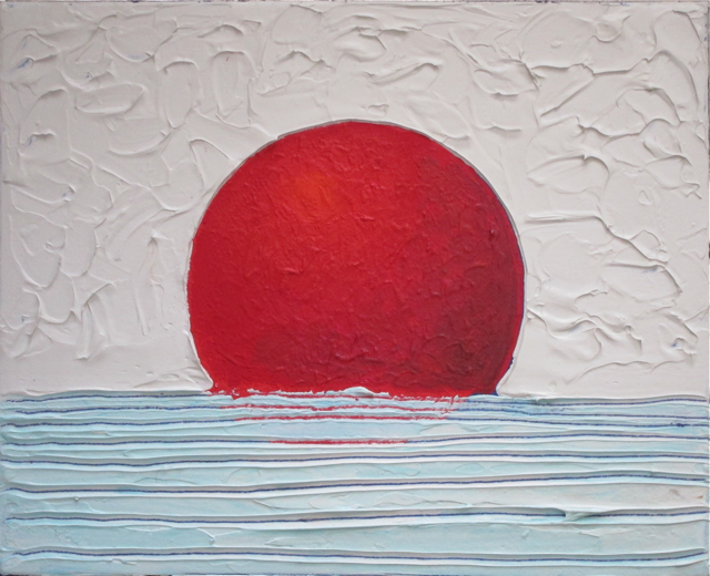 peinture drapeau japonais soleil rouge