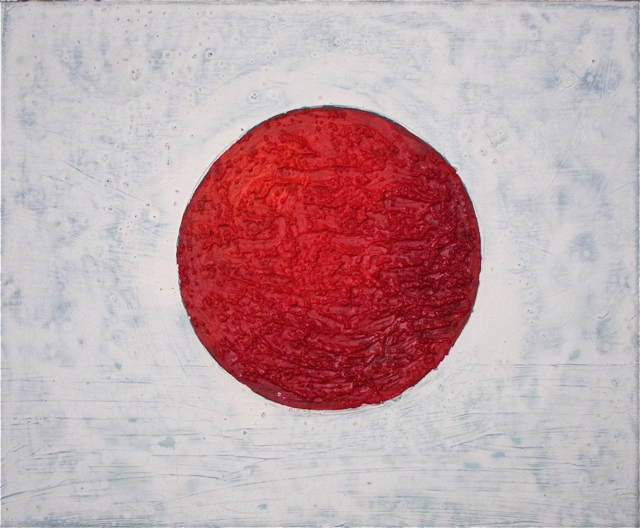 peinture drapeau japonais soleil rouge